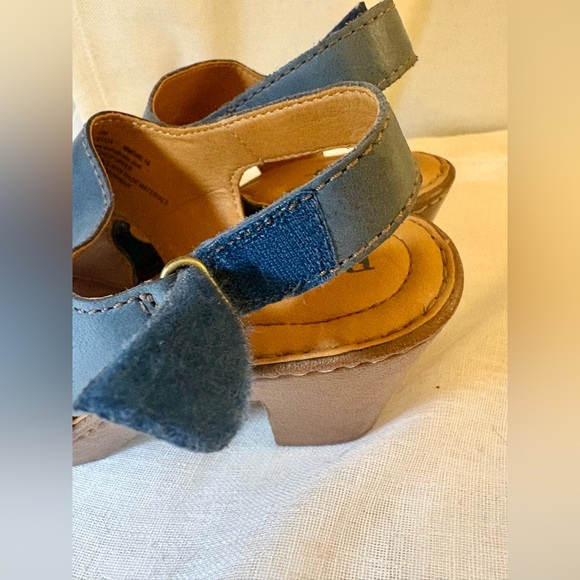 Born Blue Genuine Leather Slingback Peep Toe Heels Clogs Cushioned Size 10 NWOT - Picture 7 of 14